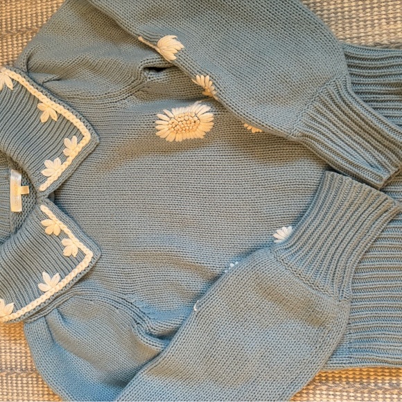 LOVESHACKFANCY UNION COLLARED PULLOVER CORNFLOWER - size XS - worn once! EEUC - Picture 5 of 6